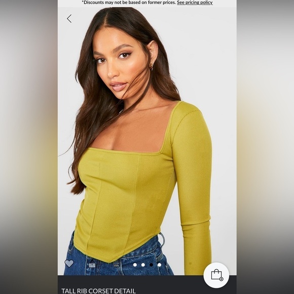 Tall Rib Corset Detail Longsleeve Top- green size 10 - Picture 2 of 5